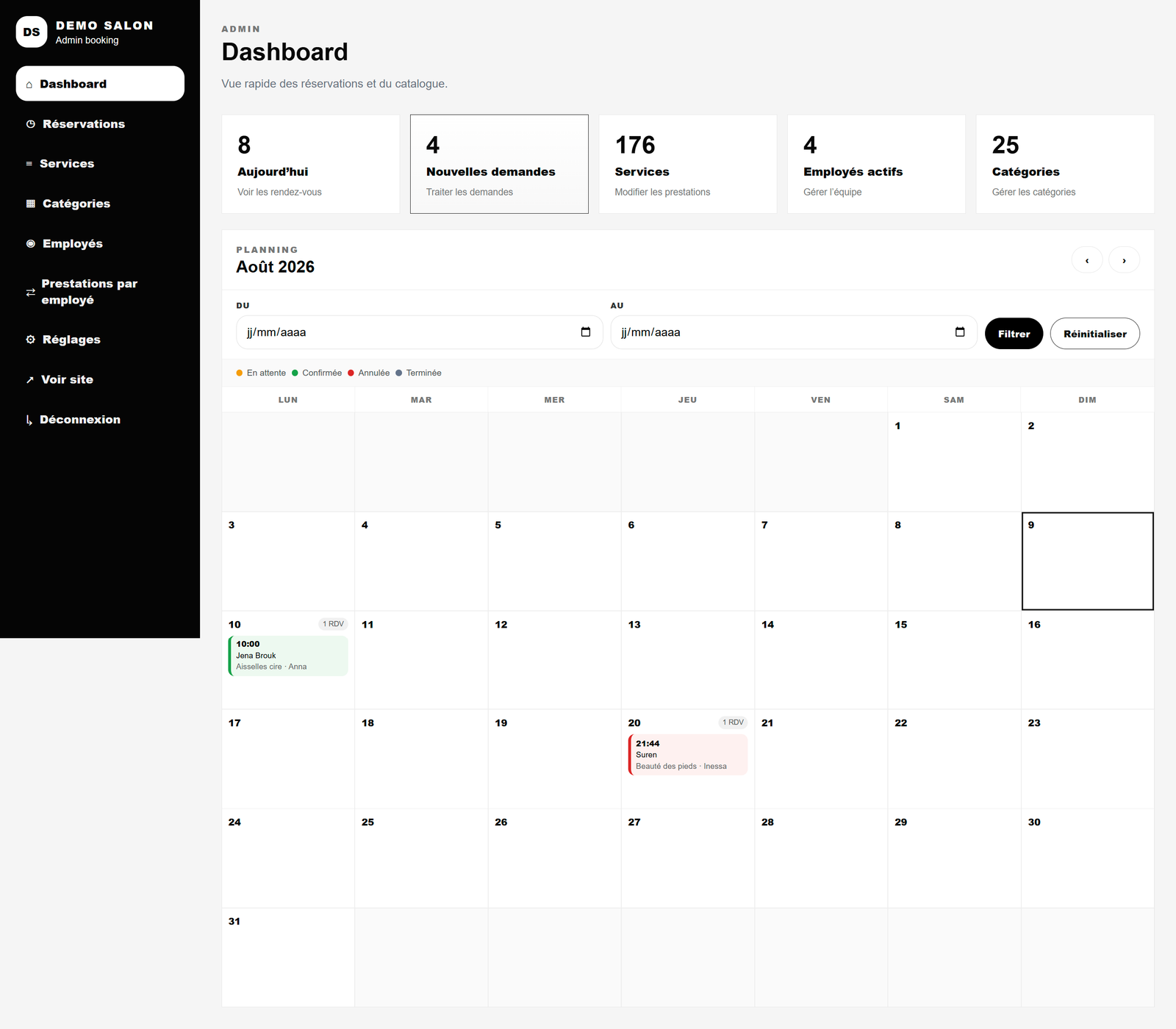 Interface RendezPro